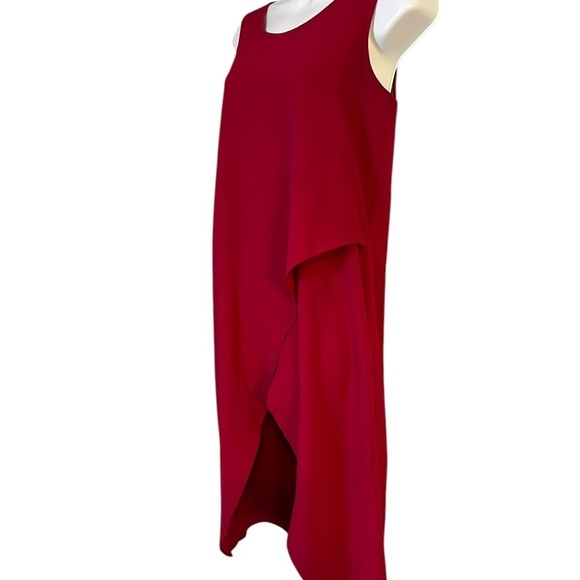 Red Sleeveless Open Flared Tunic | Criss Cross Back Detail - Picture 3 of 6